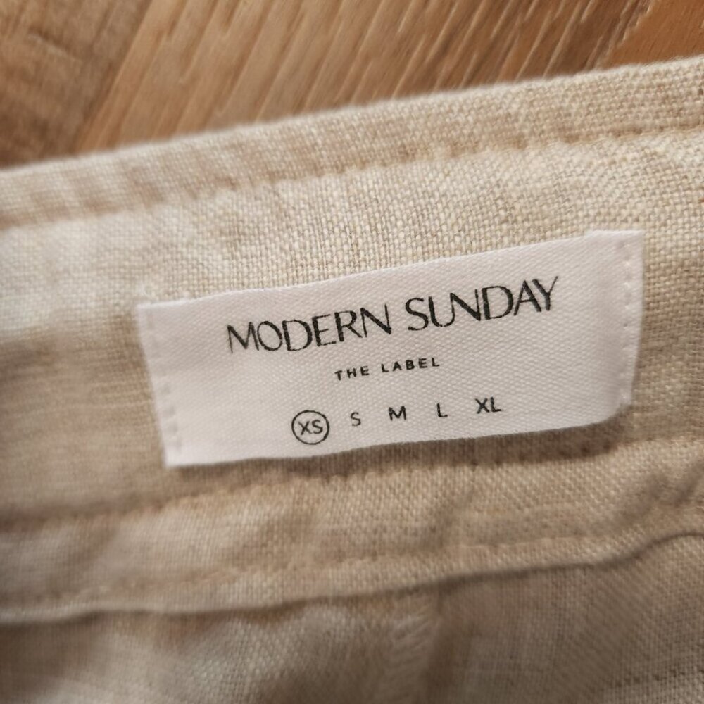 Mondern Sunday the Label Wide Leg 100% Linen Pant In natural Minimalist S XS - Picture 4 of 11